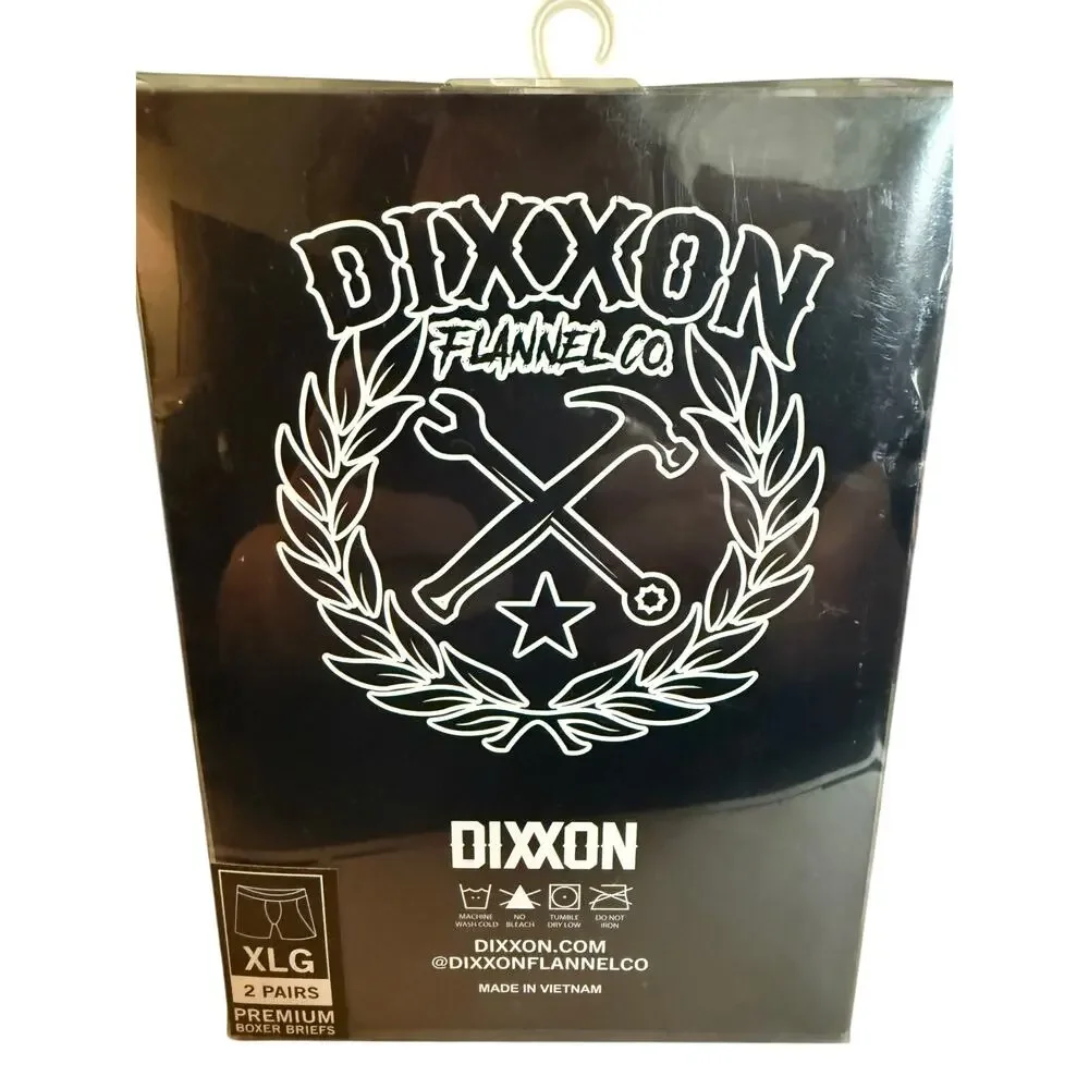 Dixxon Premium Boxer Briefs, Two-Pack, Size XL, Black With White Tattoo, NWT